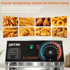 OSTBA Electric Deep Fryer with Basket, 10.36QT Countertop Fryer, 1600W Stainless Steel Commercial Deep Fryer with Adjustable Temperature 140–390℉, Removable Basket & Oil Tank