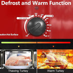 18Qt Roaster Oven Buffet with Self-Basting Lid, 1450W Stainless Steel Electric Turkey Roaster Oven with Cool-Touch Handles, Removable Pan and Rack, Red