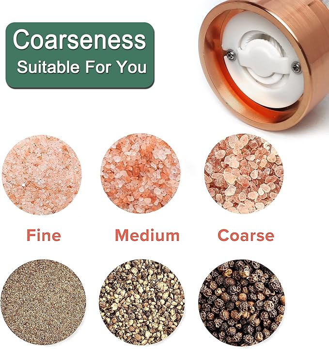 Salt and Pepper Grinder Set Classical Hand Shake Pepper Mill Set Gorgeous Salt Grinder Set Rosy, Ceramic Blades With Adjustable Coarseness, Enjoy Best Fresh Ground Pepper Sea Salts Various spices