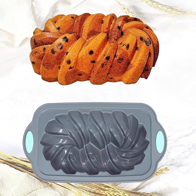 4 Piece Silicone Loaf Pan for Baking Bread, Non-Stick Kitchen Oven Bread Pan, Perfect for Banana Bread, Sandwich Bread, Pound Cake and Meatloaf, 4 Cups, Grey