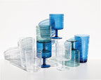 Beaded 16 oz Durable Acrylic Jumbo Drinking Glasses, Shatter-Resistant and Dishwasher-Safe Indoor/Outdoor Drinkware for Water, Iced Tea, Juice, and Cocktails - Cobalt Blue - Set of 6