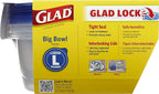 Glad GladWare Big Bowl Food Storage Containers with Lids, Large Round No BPA Plastic Containers for Soups, Salads, and Meal Prep, Lock Tight Seal, Microwave Dishwasher Safe, 48 Oz, 3 Count - 6 Pack