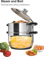 VENTION 8.7 Inch Small Vegetable Steamer Pot, 3.3 QT Stainless Steel Steamer for Cooking, Steam Pot(22cm)