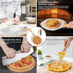 12"x14" Aluminum Pizza Peel Set- Pro Pizza Paddle & Pizza Spatula with Foldable Wooden Handle & Rocker Cutter Compatible with Ninja/ooni, Complete Pizza Oven Accessories for Baking Bread/Dough/Pastry
