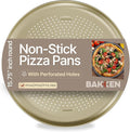 Bakken 16 Inch Non-Stick Pizza Pan 1 Pack, Round Carbon Steel Pizza Tray with Perforated Holes, PFOA, PFOS, & PTFE-Free, Dishwasher & Oven Safe Up To 450°F, Durable Nonstick Coating, Gold