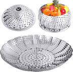 Large Veggie Vegetable Steamer Basket, Folding Steaming Basket, Collapsible Metal Stainless Steel Steamer Basket Insert, for Cooking Food, Expandable Fit Various Size Pot(7.1" to 11.8") YLYL