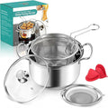OPENICE Deep Fryer Pot with Basket, Stainless Steel Frying Pot with Basket Lid and Oil Strainer for Stove Top Frying, Boiling, 4.25qt Small Fryer Pot for 1-3 Peoples