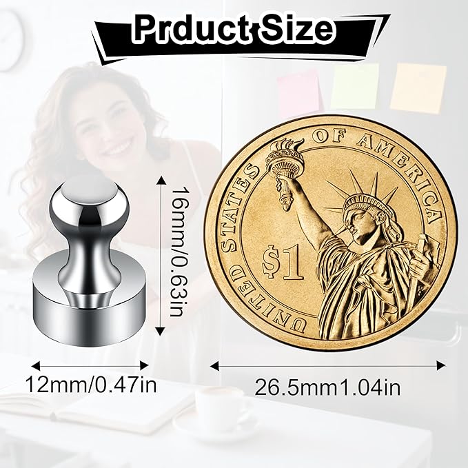 Tiergrade Metallic Magnets, Refrigerator Magnets, 60 Pack Magnetic Push Pins, Strong Fridge Magnets, Multi-use Whiteboard Magnets Perfect for Kitchen Office Classroom