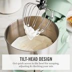 Martha Stewart  Tilt-Head Stand Mixer, 12 Speed, 5.3QT Stainless Steel Bowl, Splash Guard with Pour Chute, Whisk, Dough Hook, Flat Beater, Electric Kitchen Baking Mixer, Bread, Cake, Whip, Honeydew