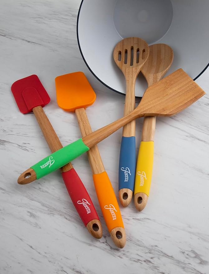 Cambridge 6384X9FSTAN94 Fiesta Bamboo 5-Piece Silicone Utensil Set