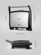 Yabano Panini Press Grill, Gourmet Sandwich Maker, Electric Indoor Grill with Non-Stick Cooking Plate and Removable Drip Tray, Easy to Clean, Stainless Steel