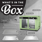 Gourmia French Door Air Fryer Oven - 37 Qt Large Capacity Convection Toaster Oven, FryForce 360°, Digital Display, 12 Cooking Presets, Dehydrate, Fits 13” Pizza, Dishwasher-Safe, Green