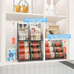 JKsmart 4 Pack Stackable Can Organizer for Pantry with Adjustable Dividers, Soda Can Organizer, Can Storage Dispenser Holds up to 56 Cans, Metal Wire Baskets Can Holder for Kitchen Cabinet Pantry