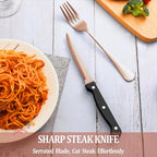 48 Pcs Rose Gold Silverware Set with Steak Knives Service for 8,Stainless Steel Flatware Set,Mirror Polished Cutlery Utensil Set, Kitchen Eating Tableware,Include Fork Knife Spoon Set,Dishwasher Safe