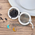 2Pcs Stainless Steel Mesh Tea Infuser, 2.1 inch Tea Ball with Moon and Star Pendant,Tea Strainer Tea Diffuser Tea Steeper for Filtering Tea,Tea Infusers for Loose Tea (Moon and Star, 2PC)