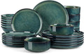 vancasso Starry Plates and Bowls Sets for 6, 24 Pieces Dinnerware Sets, Green Reactive Glaze Dishes Sets for Kitchen, Scratch Resistant Stoneware Dishes Set, Dishwasher and Microwave Safe