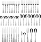 Oneida Silverware Set For 8, Tuscany 45-Piece Everyday Flatware Set with Serving Utensils, Service For 8, 18/0 Stainless Steel, Dishwasher Safe, Knives Spoons And Forks Sets, Dining (Silver, 45 Piece)