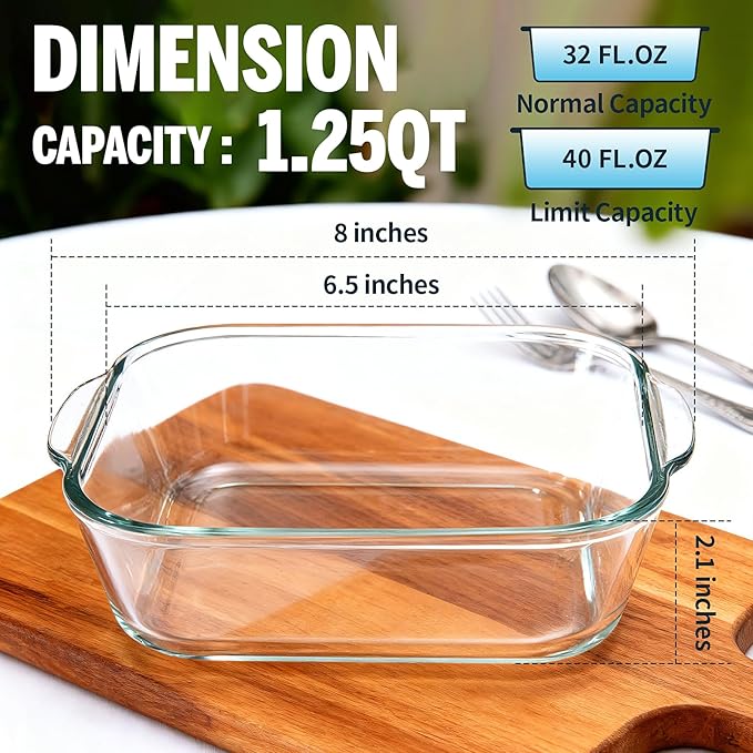 6"x6" Baking Pan, Square Baking Dishes 2 Pack Glass Bakeware Dish For Casserole Lasagna Brownie, Perfect for Reheating Individual Portions in Oven, Microwave or Air Fryer