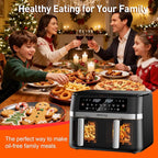 12QT Large Double Basket Air Fryer with 50PCS Paper Liners and Viewing Window, 12-in-1 Digital Touchscreen Dual Zone Air Fryers for Easy Meal, SyncCook to Roast,Reheat,Broil, Dishwasher Safe