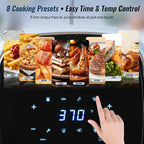 Charmi 5QT Air Fryer – Beautiful Retro Design, Stylish Countertop Look, Safe Auto Shutoff, Digital Touchscreen, 8 Cooking Presets, Digital Recipes Included (Pastel Blue)