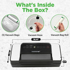 Nutrichef Automatic Food Vacuum Sealer with Double Sealing Function, Electric Air Sealing System for Dry, Liquid & Moist Foods, Reduces Food Waste, Preserve Freshness of Proteins, Fruits, Vegetables