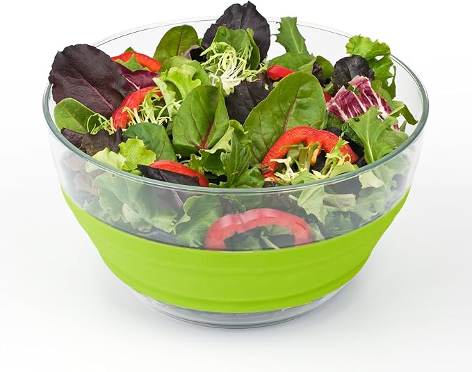 PrepWorks 4 Qt Collapsible Salad Spinner – Space-Saving, BPA-Free, Easy-to-Use for Quick Salad Washing & Drying, Dishwasher Safe