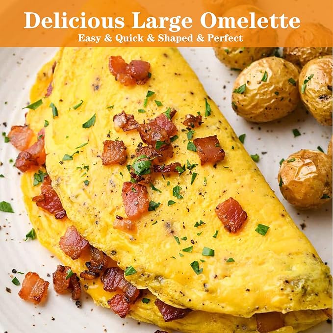 Large 2 Packs 8" Omelette Ring for Griddle,Stainless Steel 8 Inch Griddle Omelet Rings,Non-Stick Pancake Egg Ring Round Omelette Rings Omelet Mold Muffin Mold Silicone Handle