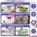 Good Grips 3.2 Qt Glass Salad Spinner Small Vegetable Dryer with Drain Microwave Safe Dishwasher Safe with Transparent Lid Crank Handle Quick Spin Greens Washer for Lettuce Herbs Fruits Pink