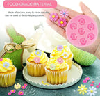 4Pcs Rose Flower Silicone Molds Daisy Chrysanthemum Silicone Molds Small Flower Shapes Fondant Cake Chocolate Molds Polymer Clay Resin Mold for Cake Decoration Candy Ice Cube Soap Wax Making DIY Craft