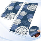 Kitchen Mats, 2PCS Non-Slip Cushioned Rugs, Anti-Fatigue Waterproof Floor Rug, Washable Standing Desk Mat, Home Laundry Office Apartment Decor and Accessories (17.3" ×47" +17.3" ×30"-Blue)