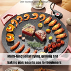 Indoor Smokeless Electric Griddle, Nonstick Round Tabletop Grill with Temperature Control, 1000W Fast Heating, Oil Drain Design for Steaks, Burgers, Pancakes, BBQ (28 cm/11 inch)
