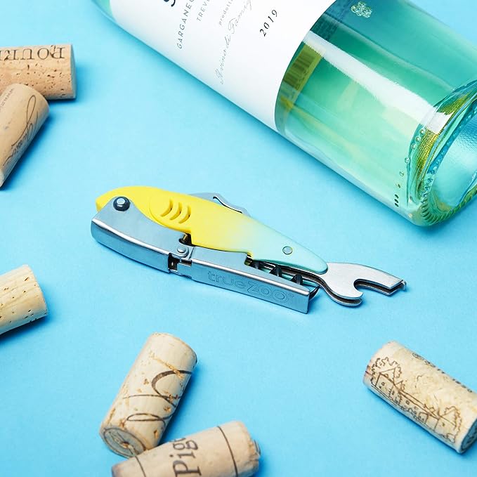 TrueZoo Gillbert Fish Double Hinged Corkscrew, Novelty Wine Key, Waiter’s Corkscrew Bottle Opener