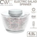 COOK WITH COLOR Electric Salad Spinner, Round 4.5L Capacity – Fast Drying & Easy Spin for Fresh Greens, Goat/Mink