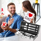 Dad Gifts, Dad Birthday Gifts from Daughter Son Heavy Duty Grilling Accessories Kit for Backyard BBQ, Thick Stainless Steel Grill Utensils with Non-Slip Handle Tool for Man on Christmas