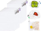 purifyou Set of 10 Reusable Mesh Produce Bags, Heavy Duty, Washable, Farmers Market Bag for Fruits, Vegetables, Groceries, Kitchen Storage, Home Organizer (12x20in)