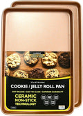 casaWare 2pc Ultimate Commercial Weight 15 x 10 x 1-Inch Cookie Sheet Set (Rose Gold Granite)