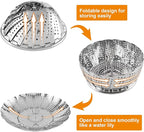 Zocy Steamer Basket, Stainless Steel Vegetable Steam Baskets for Steaming Cooking Expandable to Fit Various Size Pot (5.5" to 9.3")