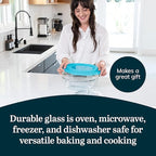 Libbey Baker’s Premium 3 Piece Glass Baking Dish Set, Stackable, Space Saving Casserole Dish with Lid Set, Baking Glassware for Casseroles, Desserts