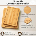 Bamboo Cutting Board Set of 3 - Thick & Durable Wood Cutting Boards with Deep Juice Grooves & Build-in Handles, Large Surface, Easy to Clean – for Meat, Vegetables and Fruits (Set of 3 with Holder)