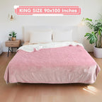 Electric Heated Blanket King Size - 90"x100", Soft Flannel Heating Blanket, 10 Heating Levels, 1-12 H Auto Shut Off, Breathable Warm and Washable for Bed, Light Pink