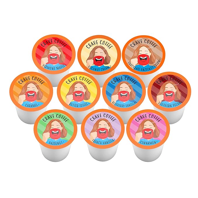 Crave Beverages Flavored Coffee Pods Sampler, Compatible with 2.0 K-Cup Brewers, Assorted Variety Pack, 40 Count (Pack of 1)