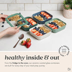 Ceramic Coated Glass Food Storage Containers | No PTFE, PFOA, PFAS, and BPA | Reusable Non Toxic Meal Prep Containers with Glass Lids | Easy To Store | 10 Piece Set [Smoke]
