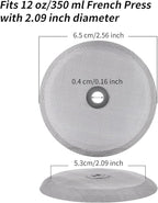 Sivaphe 12 oz French Press Replacement Filter, 1-2 Cup Coffee Maker Stainless Steel Filter, 6 Pieces Mesh Screen for 350ml Small French Coffee Press