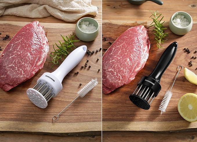 Meat Tenderizer Tool (2-Pack) Stainless Steel Needle Ultra Sharp 24 Blade Tenderizer Tool for Tenderizing Beef Chicken Steak Veal Pork