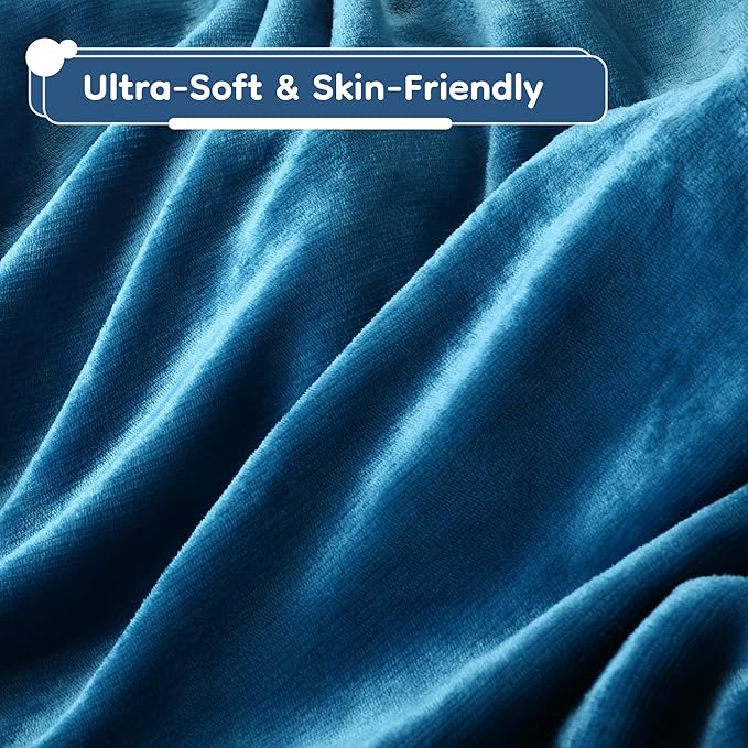 Electric Heated Blanket Twin Size - 62"x84", Soft Flannel Heating Blanket, 10 Heating Levels, 1-12 H Auto Shut Off, Breathable Warm and Washable for Bed, Lake Blue