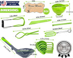 Supa Ant Canning Supplies - US Assembled Certified Food Grade Stainless Steel Canning Kit with XL Ladle, Wide Kitchen Funnel, Jar Lifter and Wrench, Bubble Popper/Measurer, Lid Lifter, Kitchen Tongs