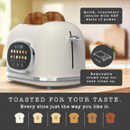 Rae Dunn Retro Digital Electric Toaster, 2 Slice Stainless Steel Toaster With Touchscreen, Countdown Timer, 6 Shade Settings, Wide Slots, High Lift Lever, Bagel, Defrost & Reheat, Digital Cream