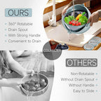 4-1 Strainer with Bowl & Spoons Set - Strainers and Colanders(Patented) - Colanders for kitchen - Food Strainer with New Upgraded Graters & Spoons - Fruit Bowl for Pasta Fruits Veggie- Blue