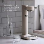 Aarke Carbonator lll with CO2 Cylinder, Sparkling & Carbonation Water Machine, Stainless Steel with PET BPA-Free Reusable Bottle Volume 1L/34 fl oz (Sand)
