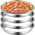 Elsjoy 4 Pack 13 Inch Stainless Steel Deep Pizza Pan, Large Round Pizza Baking Pan, Heavy-Duty Pizza Dish for Oven, Dishwasher Safe